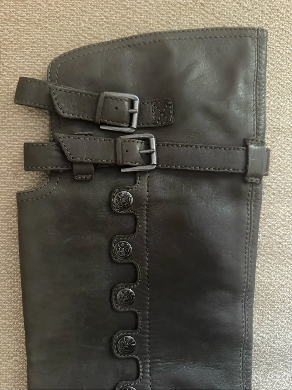 Sam Edelman Gray Over-the-Knee Leather Riding Boots
